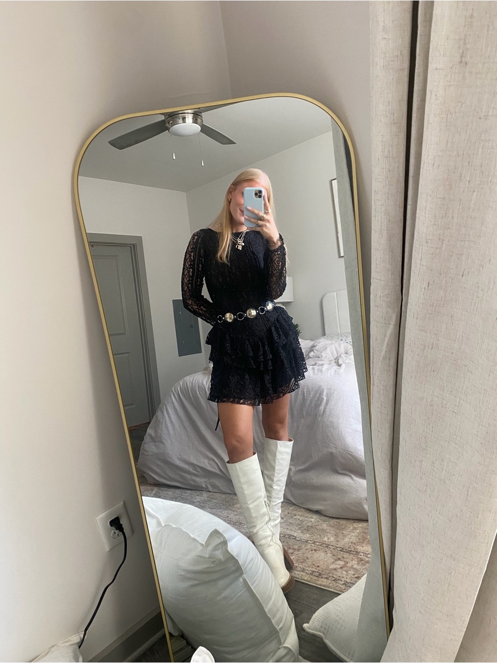 Black lace free people mini dress